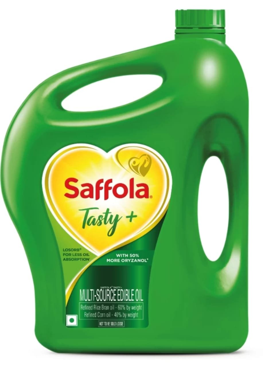 Saffola Tasty Refined Cooking Oil Rice bran & Corn Blended Oil Can  (5 L) (sp27)  Fk